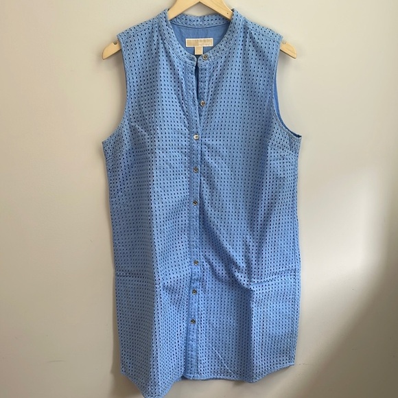 Michael by Michael Kors Blue Button Down Dress Size M - Picture 1 of 3